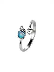 Little Snail's Heart Rings for Women & Girls Synthetic Opal Inlay Fashion Cute Design Engagement Ring Daily Wear Jewelry Accessory for All Seasons