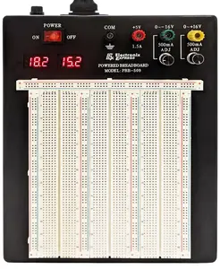 Powered Solderless Breadboard with 2390 Tie Points, 3 Regulated Power Supplies, 2 LED Display Voltmeters
