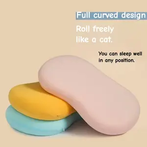 Memory Foam Cat Belly Pillow with Cover, Curved Shape, Macaron Colors, Ideal for Bedroom Office Living Room, Christmas Gift，