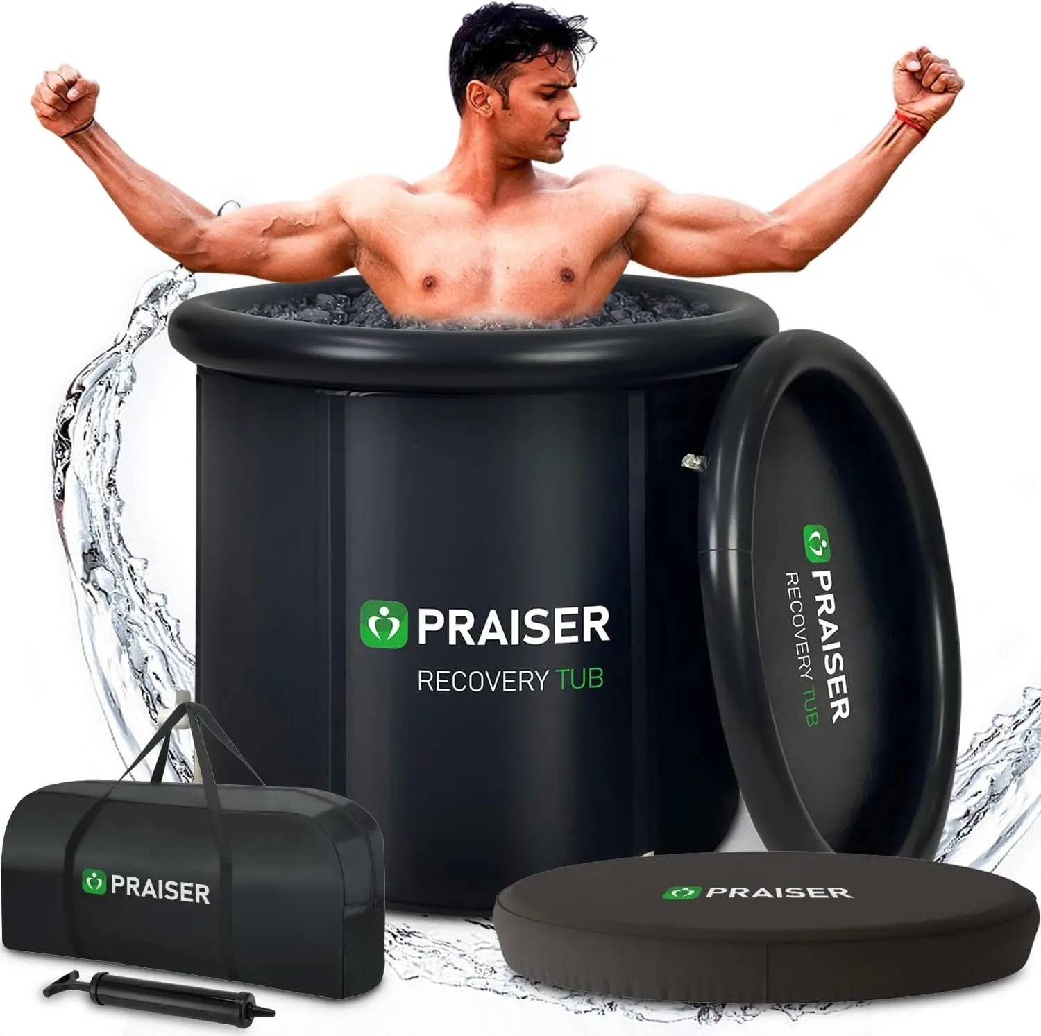 Portable Large Inflatable Ice Bath Tub with Cover – Collapsible Cold Plunge Pool for Athlete Recovery, Outdoor & Indoor Use, XL Folding Design with Insulated Lid