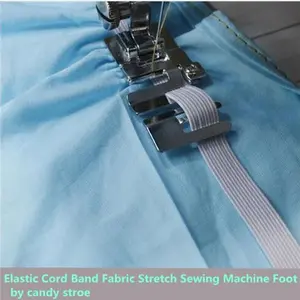 Elastic Cord Band Fabric Stretch Domestic Home Sewing Machine Narrow Rolled Hem Sewing Machine Part Accessories Foot Presser#9907-6