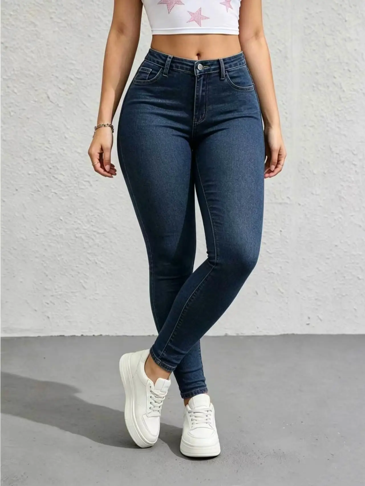 Stretchy Jeans for Women High Waist Jeggings Tummy Control Skinny Jeans Pull on Leggings with Pockets Trendy Casual