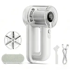 Rechargeable Fabric Shaver Lint Remover, 2-in-1 6-Blade Lint Shaver for Clothes Sweater Furniture, 3-Speed, LED Display, 2000mAh USB-C, 200ml Container, Removes Fuzz & Pilling