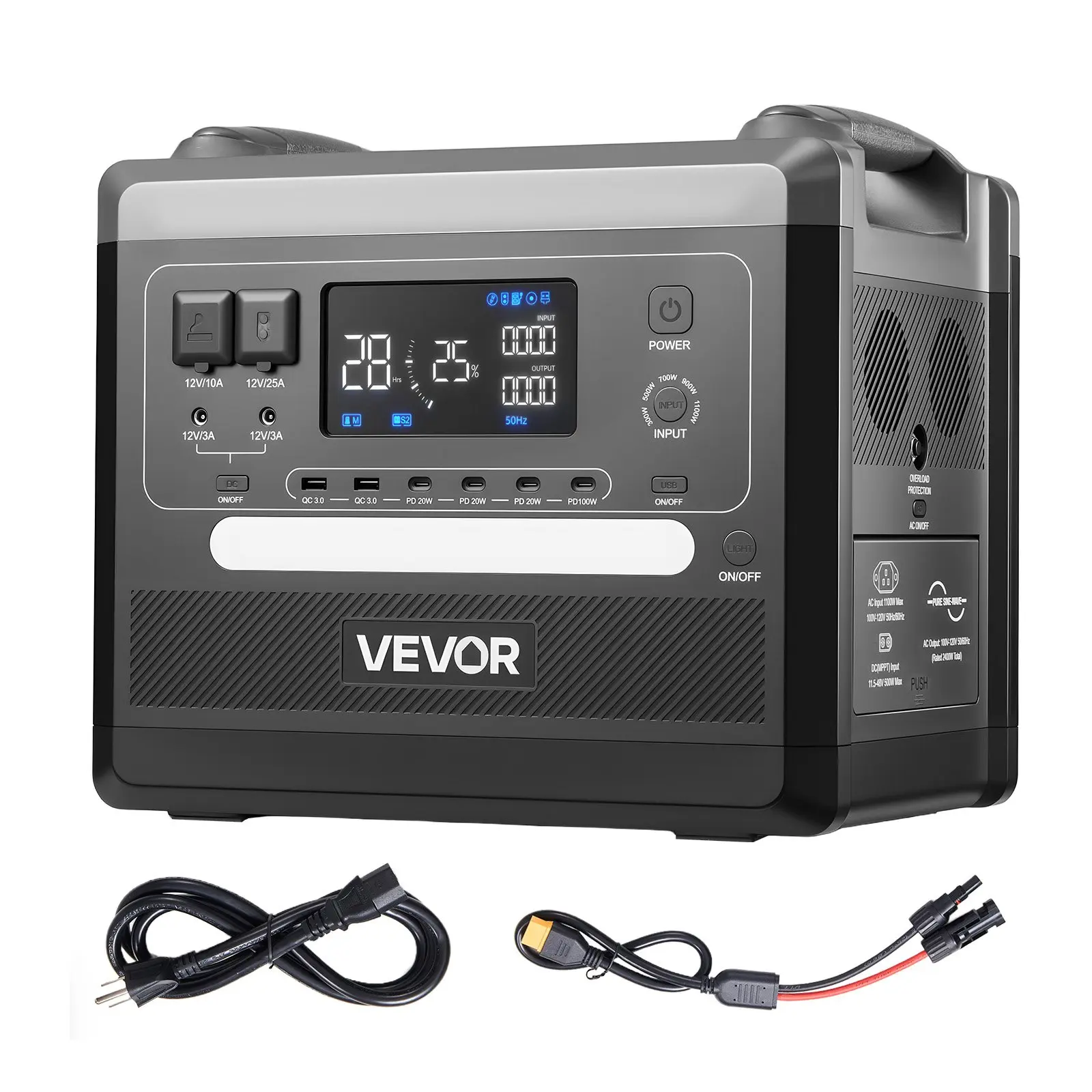 【Summerfinds】VEVOR  Portable Power Station, 2400W 2160Wh Power Station Solar Generator with 10 Output Ports & Adjustable Input Power, Expandable LiFePO4 Battery Backup for Home Camping RV (Solar Panel NOT Included