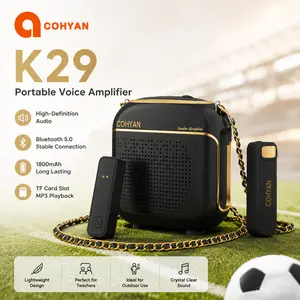 COHYAN K29 Portable Voice Amplifier - Multifunctional Wireless Speaker with 2 Wireless Bluetooth Microphones, Rechargeable High-Definition Sound for Teachers, Classroom, Meetings, Black outdoorfun