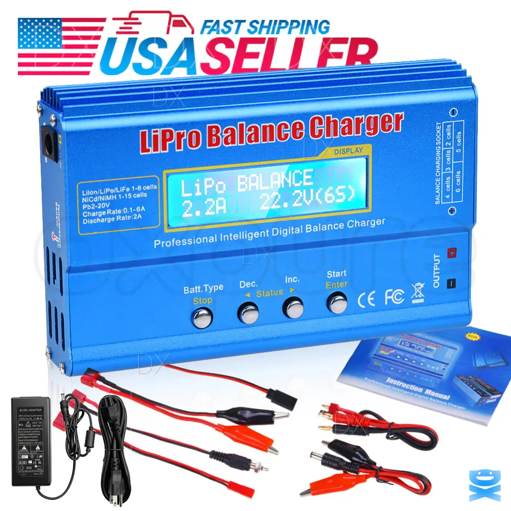 80W Fast Digital Balance Charger For iMAX B6 AC LCD RC LiPo LiFe NiCD Battery With Power Supply