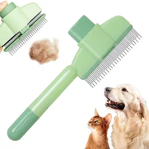 1-Click Self-Cleaning Pet Grooming Brush, Stainless Steel Teeth Deshedding Comb for Dogs and Cats with Short or Long Coats, Easy Hair Removal Home Grooming Care Tool, Shedding Brush,summervibes