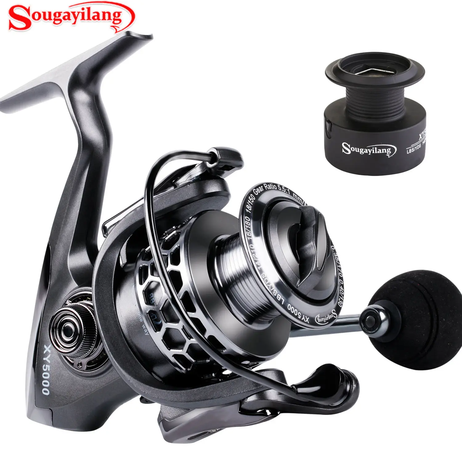 Sougayilang 13+1BB Spinning Fishing Reel - High-Speed Gear Ratio, Aluminum Spool, Lightweight, Ultra-Smooth with Free Spool - Fishing Equipment, Outdoor Spinning Reels Supplies