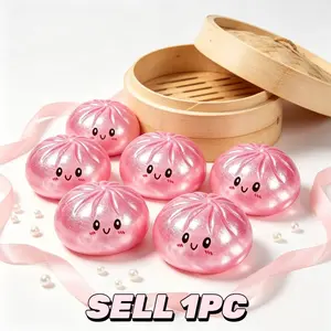 1Pcs Glitter Dumpling Squishy Toy - Jumbo Bao Bun, 4 Colors Pomegranate Filled, Slow Rising Squeeze, Sensory Stress Reliever, Stress Relief Gift, Upgraded Quality