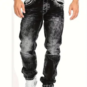 Men's All-Season Cotton Blend Skinny Jeans |   Streetwise Flare & Comfort Slight Stretch, Solid Color, Contemporary Style