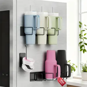 Magnetic Cup Holder for Refrigerator Water Bottle Organizer for 40 oz with Tumbler Lid Organizer Kitchen Pantry Organizers and Storage for Cup Accessories