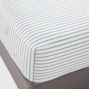 California King 400 Thread Count Performance Fitted Sheet Navy Stripe - Threshold