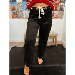 Wild Ride Black Corduory Rope String Pants
