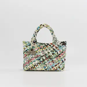 Calliope Muse Magazine Limited Edition Handwoven Soft Leather Tote - Minimal Woven Shoulder & Crossbody Bag, Lightweight Travel/Everyday Mini Tote