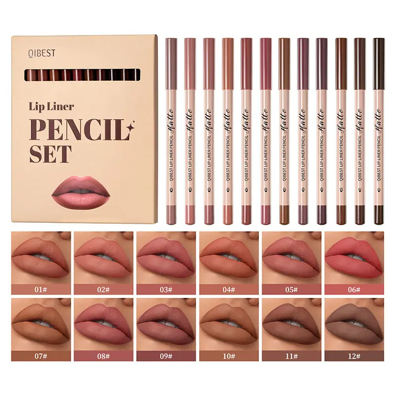 12PCS Matte Lip Liner Pencil Set – Long-Lasting Waterproof Velvet Lip Liners, Highly Pigmented Creamy Lip Contour Kit with 12 Nude & Bold Shades for Everyday Makeup