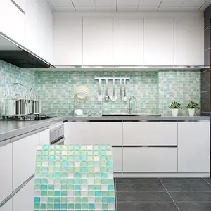 Crystal Resin 3D Mosaic Tiles Self-Adhesive Wall Stickers, Heat-Resistant Peel-And-Stick Wallpaper for Living Room Kitchen Bathroom Home Decor