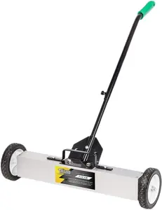 TUFFIOM 24-Inch Rolling Magnetic Pick-Up Sweeper, 50-LBS Capacity, with Quick Release Latch & Adjustable Long Handle, for Nails Needles Screws Collection