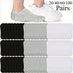 40/100 Pairs No Show Invisible Socks Low Cut Soft Thin Sport Socks Women Men Short Socks Bulk Adult Short Low Socks Bulk Low Ankle Socks Invisible Short Socks Bulk for Homeless Low Short Socks thin sock