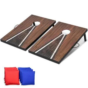 GoSports 3 x 2 ft Cornhole Board Set - Portable Outdoor Toss Game for Adults & Family - Includes Set of 8 Bean Bags with Built-in Storage - Rustic