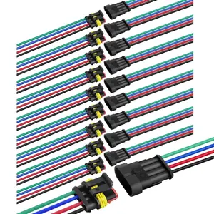 Nilight 10Pack 4Pin Way Electrical Wire Connector 16AWG Male Female Plug