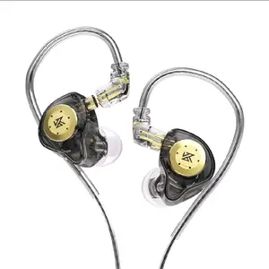 ​KZ EDX Pro Dynamic Drive HiFi Earphones Bass Headphone Sport Music Noise Cancelling Headset 0.75mm 2PIN Detachable Cable Wired In-Ear Monitor IEM for Gaming Studio Recording Gym Running Compatible with iPhone Android PC - Crystal Black Transparent