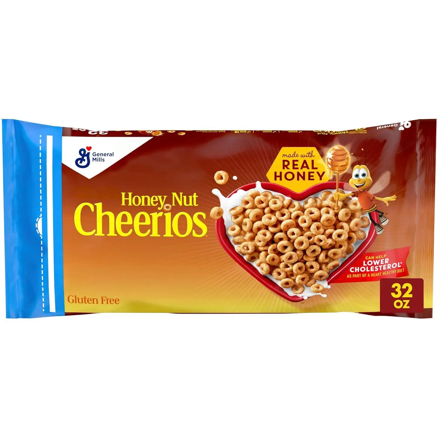 Honey Nut Cheerios, Heart Healthy Gluten Free Breakfast Cereal with Whole Grain Oats, Giant Size, 27.2 oz