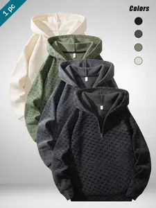 Houndstooth half - zip hoodie, new autumn high - end jacquard top, retro pullover coat, trendy, fleece - lined and warm, the first choice for autumn and winter casual and sports wear.