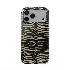 Dark Feminine Zebra Print iPhone 17 Pro Max Case, Mirrored Black Aesthetic Animal Print Shockproof Cover for Iphone 17 Promax, 16 Promax, 16