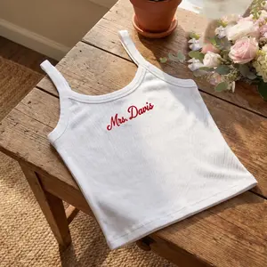 Personalized Womens Crop, Embroidered Bride Crop Tank Top, Personalized Bride Shirt With Last Name, Engagement Gift, Bride To Be Gift, Bridal Shower Gift