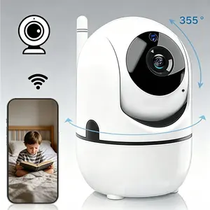 Home Security Camera, Indoor Smart Camera with 2.4GHz WiFi, IR Night Vision + Motion Detection + Two-Way Talk, 355° Horizontal Rotation, Cloud & TF Card Storage, Ideal for Baby, Pet, and Home Security