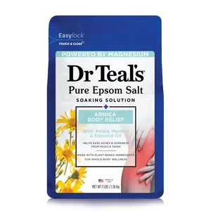 Dr Teal's Arnica Body Relief Epsom Salt Soak with Menthol 3 Lbs PDC Wellness Pure Epsom Salt Magnesium Sulfate Eucalyptus Essential Oil Soothing Cleansing