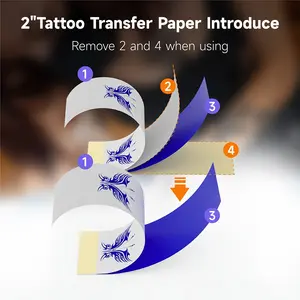 Hztz Mini Tattoo Transfer Paper, 20/50/100/200 Sheets, Compatible with C50 Printer, Professional HD, Tattoo Stencil, Small Tattoo Paper for Artists