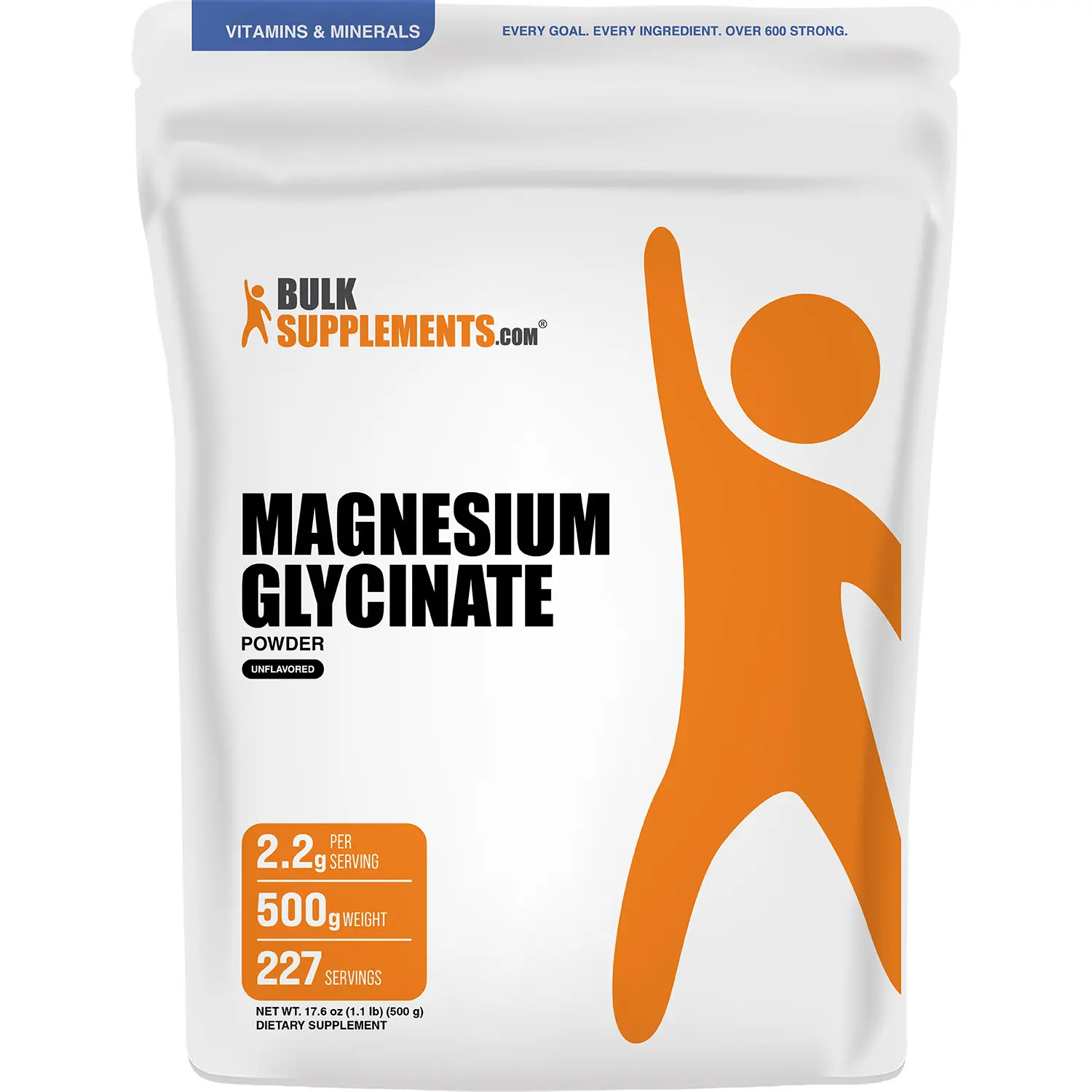 BulkSupplements - Magnesium Glycinate Powder - Bone Health - Stress Relief - 500g - 2.2g per Serving