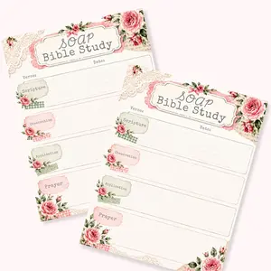 20 SOAP Bible Study Sheets, Floral Bible Journaling Tip Ins, 20 Christian Study Note Pages, Prayer Journal Inserts, Rosewood Collection