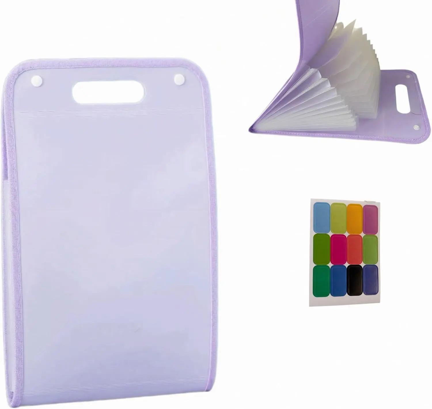 13 Pockets Expanding File Folder A4, Waterproof Portable Accordion Document Organizer with Handle & Snap Button, Canvas Hemming Paper Folder with Color Labels for School Office Home