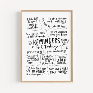 Vintage Daily Reminders Wall Art - Inspirational Affirmations Poster For Self-Care And Growth Mindset