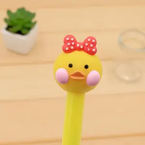 10/15Pcs, cute cartoon little yellow duck gel pen duck 0.5mm black student signature pen