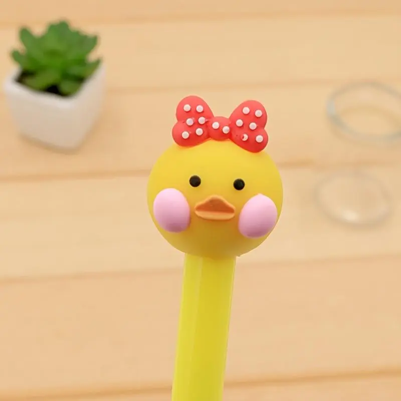 10/15Pcs, cute cartoon little yellow duck gel pen duck 0.5mm black student signature pen Funny Teacher Pens