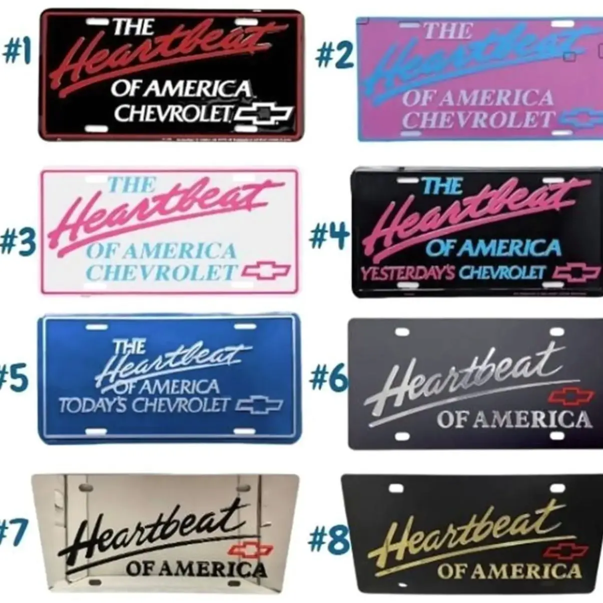 Chevrolet Heartbeat of America stainless steel chrome vanity license plate