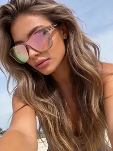 Summer Colorful Mirror-Coated Star-Shaped Frame Windproof Glasses, Outdoor Cycling Sunshade Gradient Reflective Lenses, Fashion Eyewear