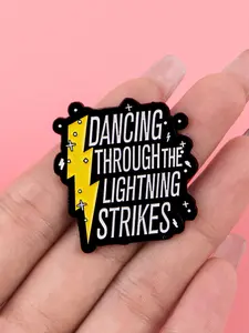 Dancing Through The Lightning Strikes  Vintage Zinc Alloy Brooch Pin, Exquisite Brooch, Cartoon Letter Pattern, Casual Style Accessory for Backpacks & Coats, All Seasons Wear