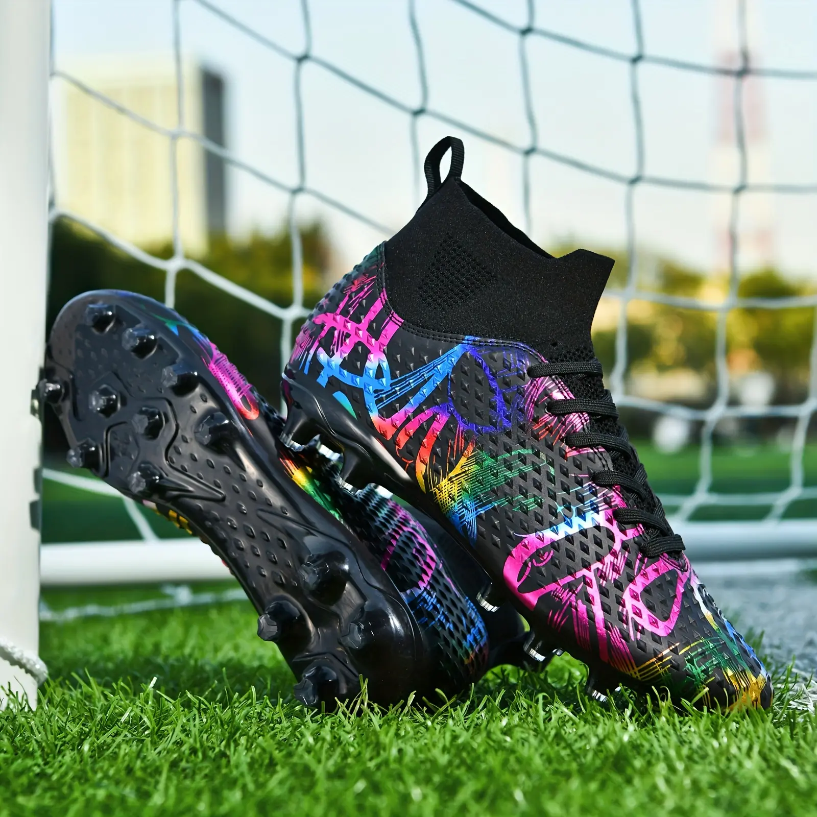 Unisex Team Fit Professional Football Cleats - Anti-Slip Studs, Lightweight Breathable, New Style Soccer Boots for Student Competitions & Outdoor Lawn Training