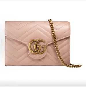 Pre-owned GUCCI GG Marmont Light Pink WOC Chain Shoulder & Crossbody Bag