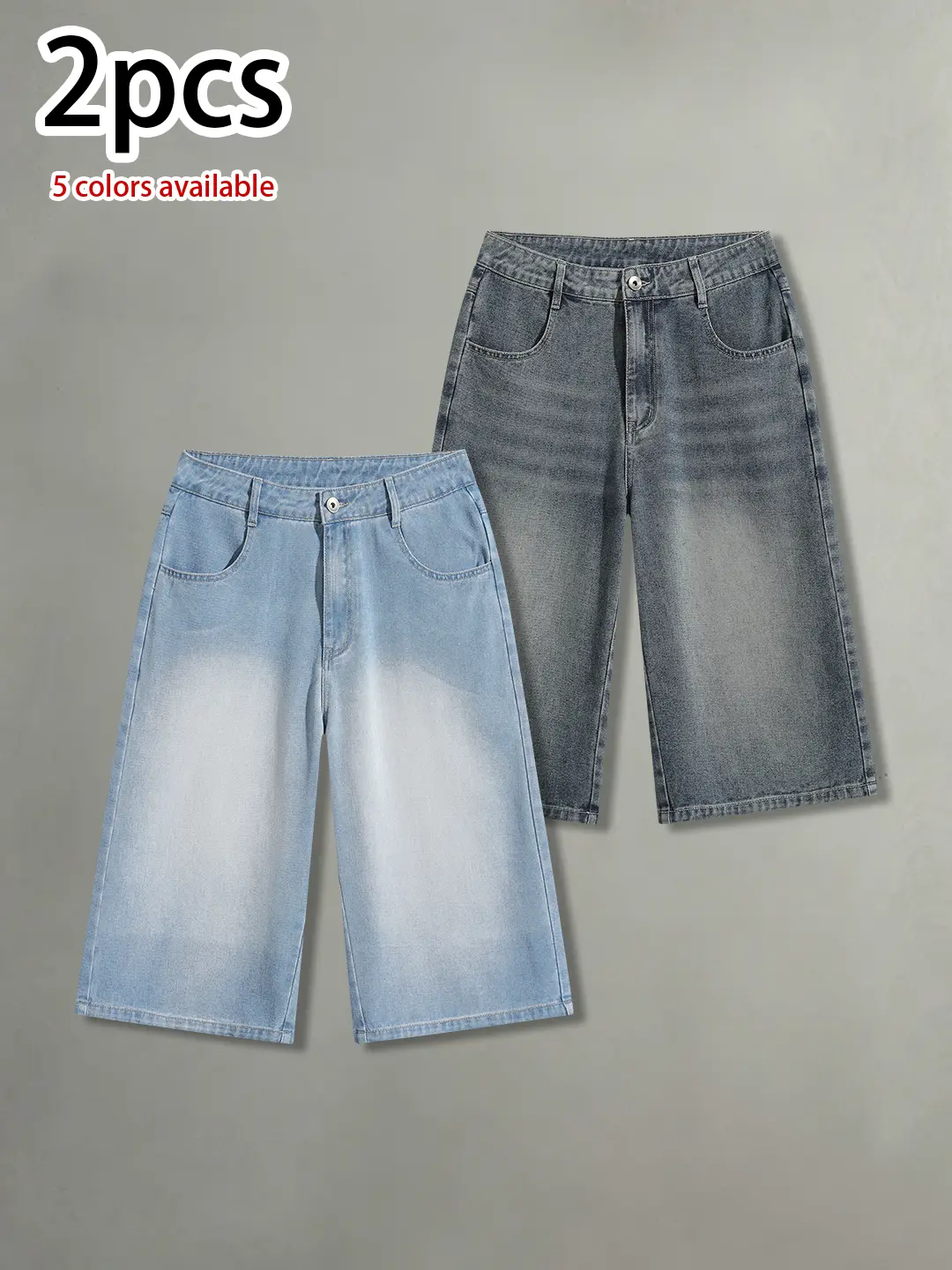 Multi-pack: summer men’s washed distressed denim capris—cotton, loose fit, versatile for everyday casual wear and sports; retro street-style fashion capris.summervibes