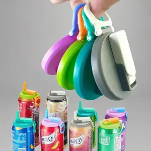 Random Color Reusable Soda Can Lid with Straw, 1 Count/4 Counts Leak Proof Drinking Can Lid, Drinking Supplies for Home & Outdoor & Travel, Beverage Accessories, Drinkware, Drinking Gadgets