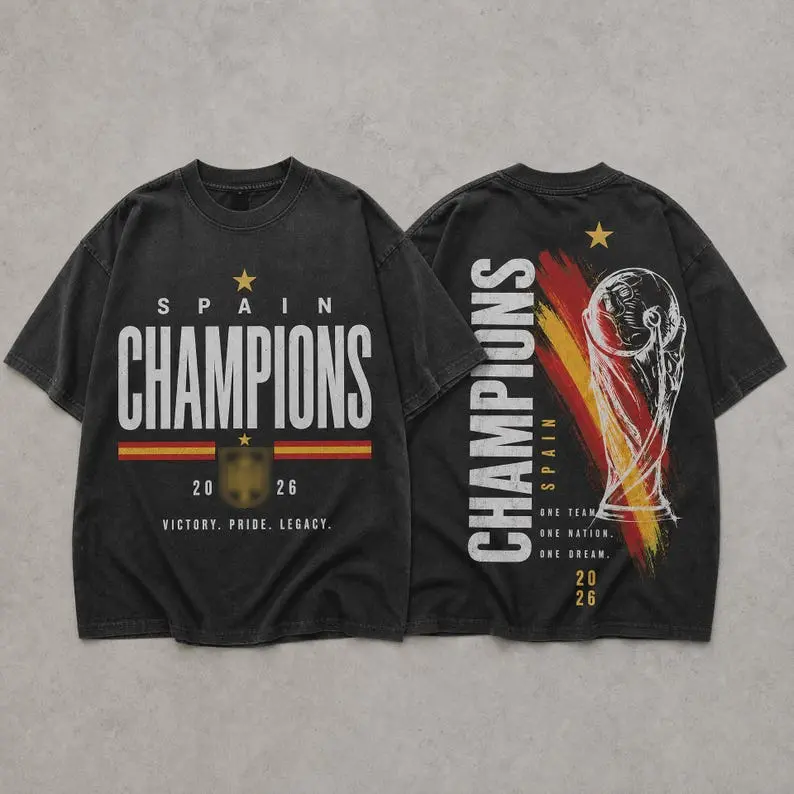 Spain 2026 Champions Graphic Tee, Vintage Fan T-Shirt