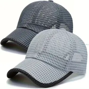 Men's 2-Pieces Summer Outdoor Adjustable Sunscreen Fishing Hat, Breathable Mesh Baseball Cap, Casual Sun Protection Sports & Outdoor Accessory, Adjustable Sunscreen Hat, Two-Pieces
