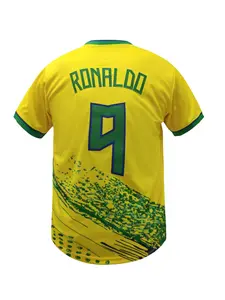 Men's BRAZIL Embroidery Athletic Soccer Jersey, Comfortable Soccer Tee, Sports Top, Casual Training & Everyday Wear, Athletic Tops, Soccer Shirt