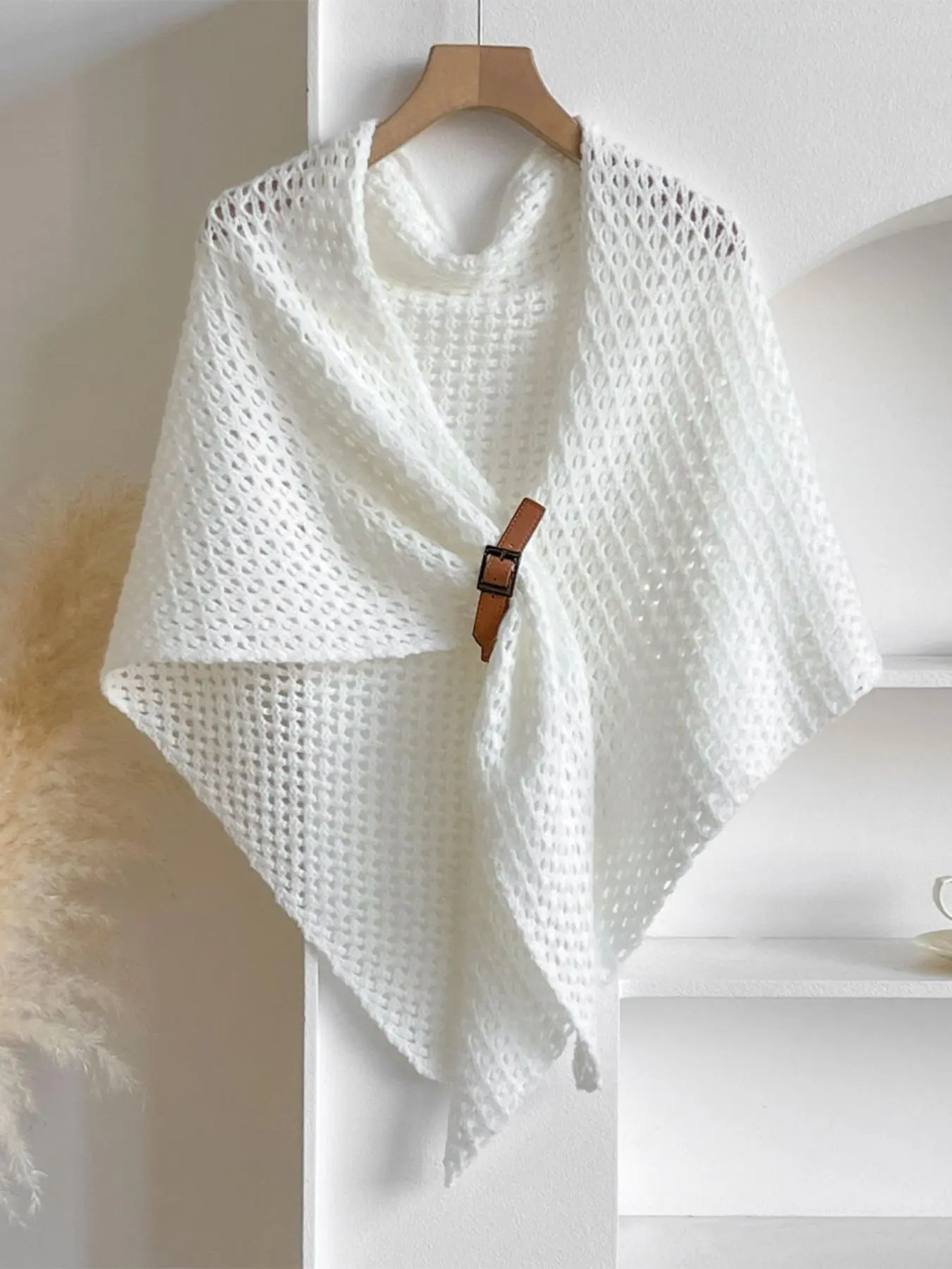 Women's Solid Color Knitted Scarf, Casual Versatile Boho Style Shawl for Women, Fashion Shawl Wrap, Fashion Accessories for Daily Wear, Trendy All-match & Exquisite Scarf for Birthday Gift, Casual Soft Shawl, Knitwear Knitted Shawl