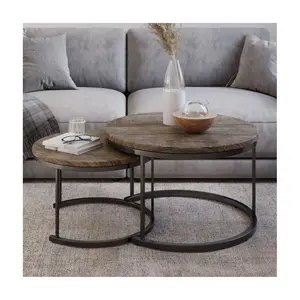 Lavish Home 2-Piece Nesting Round Coffee TableSet